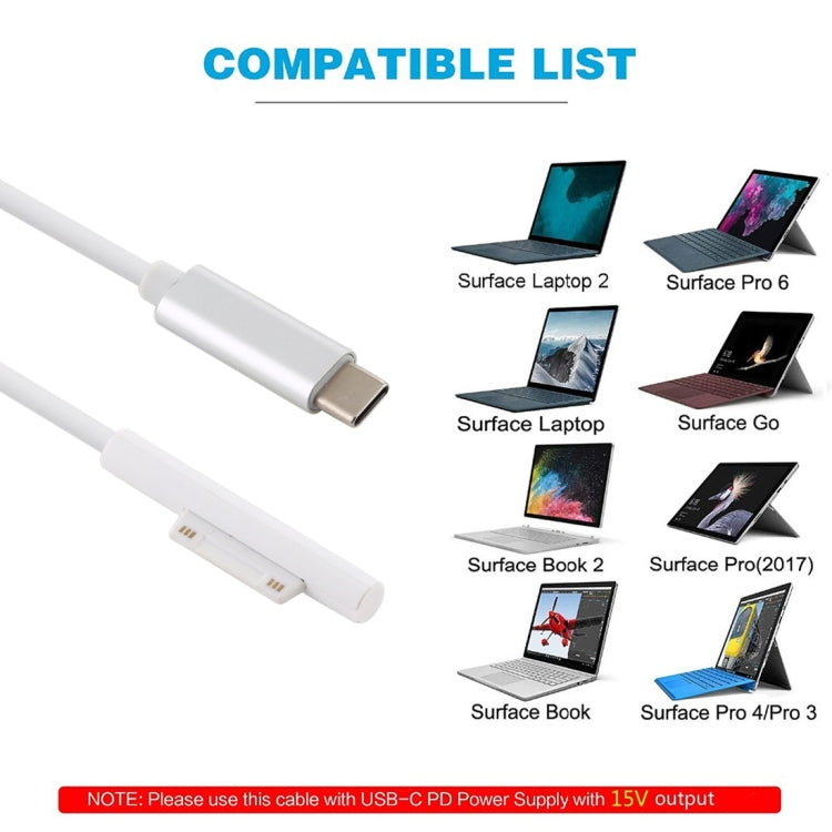 Surface Pro 7 / 6 / 5 to USB-C / Type-C Male Interfaces Power Adapter Charger Cable for Microsoft Surface Pro 7 / 6 / 5 / 4 / 3 / Microsoft Surface Go, Type-C to Microsoft Surface – TPU