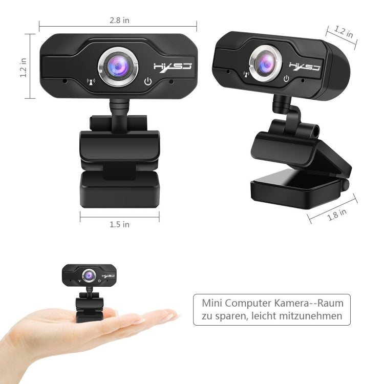 HXSJ S50 30fps 100 Megapixel 720P HD Webcam for Desktop / Laptop / Smart TV, with 10m Sound Absorbing Microphone, Cable Length: 1.4m, S50 – Durable Build, Easy to Use