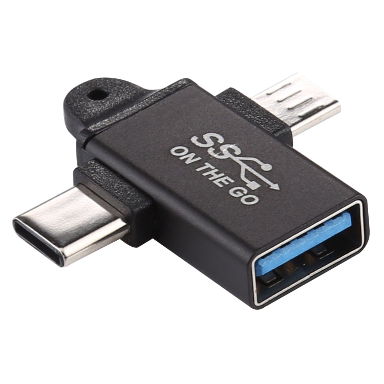 USB 3.0 Female to Type-C / USB-C Male + Micro Male Aluminium Alloy Adapter, USB 3.0 Female to Type-C Male + Micro Male – Aluminum Alloy