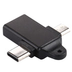 USB 3.0 Female to Type-C / USB-C Male + Micro Male Aluminium Alloy Adapter, USB 3.0 Female to Type-C Male + Micro Male – Aluminum Alloy