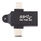 USB 3.0 Female to Type-C / USB-C Male + Micro Male Aluminium Alloy Adapter, USB 3.0 Female to Type-C Male + Micro Male – Aluminum Alloy