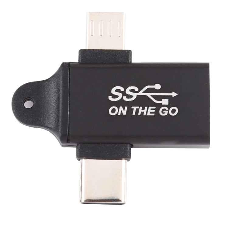 USB 3.0 Female to Type-C / USB-C Male + Micro Male Aluminium Alloy Adapter, USB 3.0 Female to Type-C Male + Micro Male – Aluminum Alloy