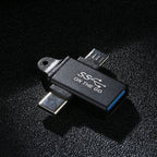 USB 3.0 Female to Type-C / USB-C Male + Micro Male Aluminium Alloy Adapter, USB 3.0 Female to Type-C Male + Micro Male – Aluminum Alloy