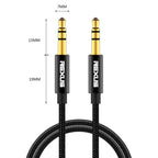 REXLIS 3629 3.5mm Male to Male Car Stereo Gold-plated Jack AUX Audio Cable for 3.5mm AUX Standard Digital Devices, Length: 1.8m, Length: 1.8m – Aluminum Alloy, 4K