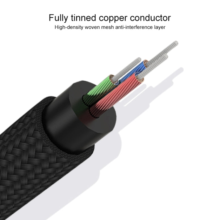 REXLIS 3635 3.5mm Male to Dual RCA Gold-plated Plug Black Cotton Braided Audio Cable for RCA Input Interface Active Speaker, Length: 1.8m, Length: 1.8m – Anti-Scratch, Aluminum Alloy