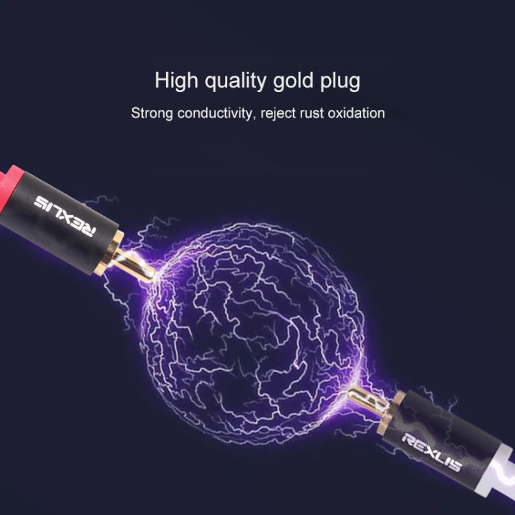 REXLIS 3635 3.5mm Male to Dual RCA Gold-plated Plug Black Cotton Braided Audio Cable for RCA Input Interface Active Speaker, Length: 1.8m, Length: 1.8m – Anti-Scratch, Aluminum Alloy