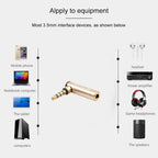 REXLIS BK3567 3.5mm Male + 3.5mm Female L-shaped 90 Degree Elbow Gold-plated Plug Gold Audio Interface Extension Adapter for 3.5mm Interface Devices, Support Earphones with Microphone, Gold – Anti-Scratch, Aluminum Alloy