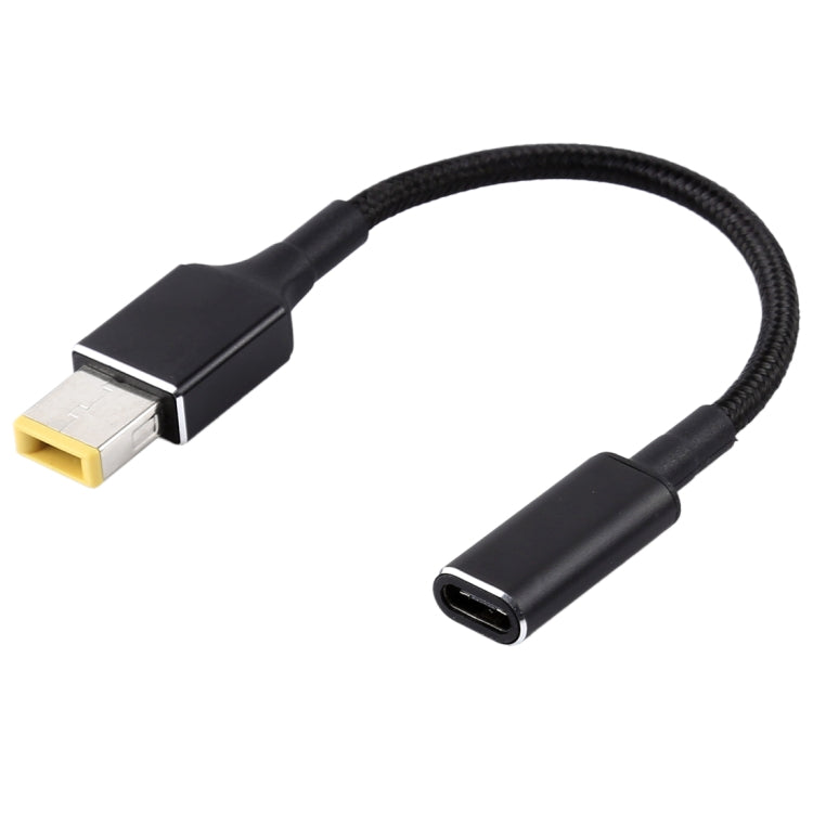 PD 100W 18.5-20V Square Plug to USB-C / Type-C Adapter Nylon Braid Cable for Lenovo Laptop – Durable Build, Easy to Use