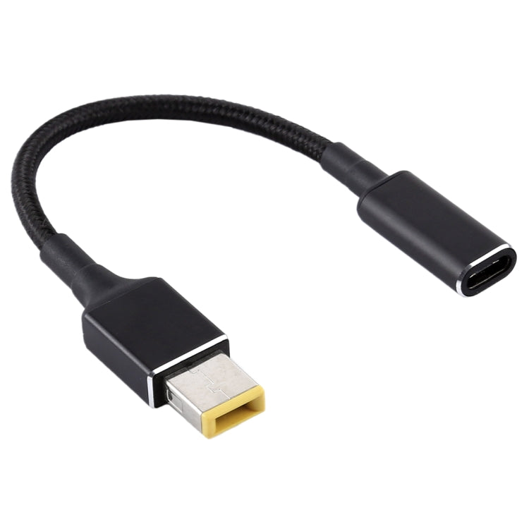 PD 100W 18.5-20V Square Plug to USB-C / Type-C Adapter Nylon Braid Cable for Lenovo Laptop – Durable Build, Easy to Use