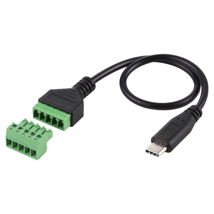 USB-C / Type-C Male to 5 Pin Pluggable Terminals Solder-free USB Connector Solderless Connection Adapter Cable, Length: 30cm, Type-C Male – Durable Build, Easy to Use Type-C Male