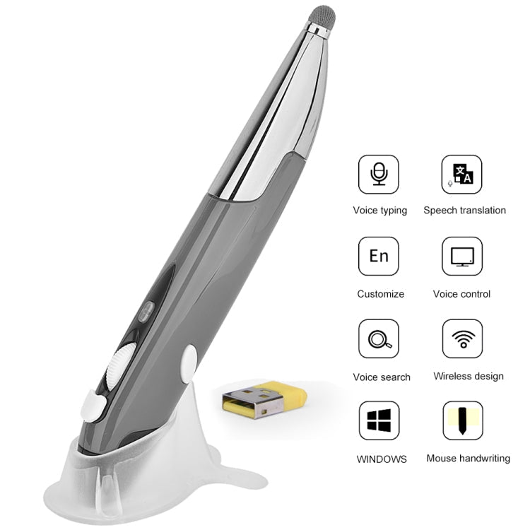 PR-06S 4-keys Smart Wireless Optical Mouse with Stylus Pen Function, Support Voice Operation / Translation, Support Voice Operation / Translation Grey, Support Voice Operation / Translation Blue, Support Voice Operation / Translation Red – Durable... Support Voice Operation Translation Grey Grey