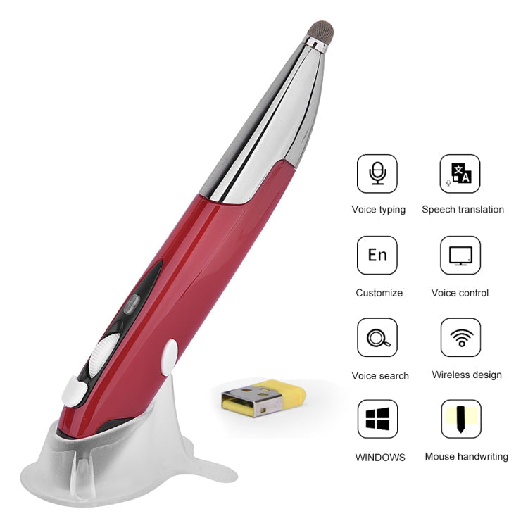 PR-06S 4-keys Smart Wireless Optical Mouse with Stylus Pen Function, Support Voice Operation / Translation, Support Voice Operation / Translation Grey, Support Voice Operation / Translation Blue, Support Voice Operation / Translation Red – Durable... Support Voice Operation Translation Red Red
