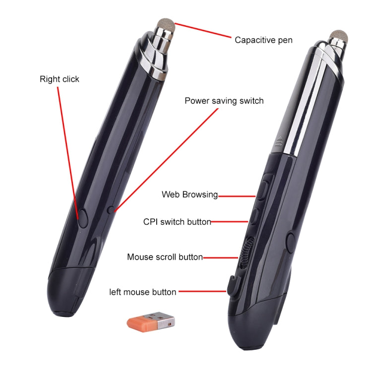 PR-08 6-keys Smart Wireless Optical Mouse with Stylus Pen & Laser Function, Laser Function Blue, Laser Function Red, Laser Function White, Laser Function Black, Laser Function Grey – Durable Build, Easy to Use
