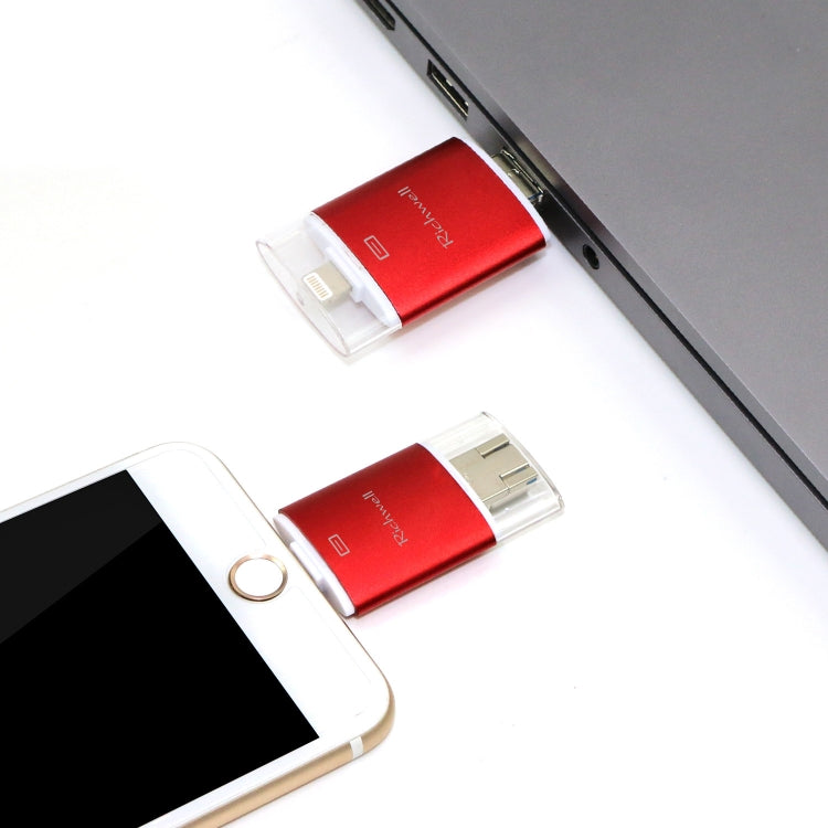 USB Flash Drive – 3 in 1 64G Type-C + 8 Pin + USB 3.0 Metal Double Cover Push-pull Flash...