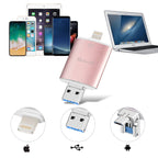 USB Flash Drive – 3 in 1 64G Type-C + 8 Pin + USB 3.0 Metal Double Cover Push-pull Flash...