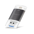 USB Flash Drive – 3 in 1 16G Type-C + 8 Pin + USB 3.0 Metal Double Cover Push-pull Flash... Black
