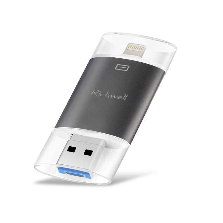 USB Flash Drive – 3 in 1 16G Type-C + 8 Pin + USB 3.0 Metal Double Cover Push-pull Flash... Black