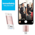 USB Flash Drive – 3 in 1 16G Type-C + 8 Pin + USB 3.0 Metal Double Cover Push-pull Flash...