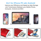 USB Flash Drive – 3 in 1 16G Type-C + 8 Pin + USB 3.0 Metal Double Cover Push-pull Flash...