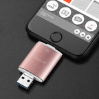 USB Flash Drive – 3 in 1 16G Type-C + 8 Pin + USB 3.0 Metal Double Cover Push-pull Flash...