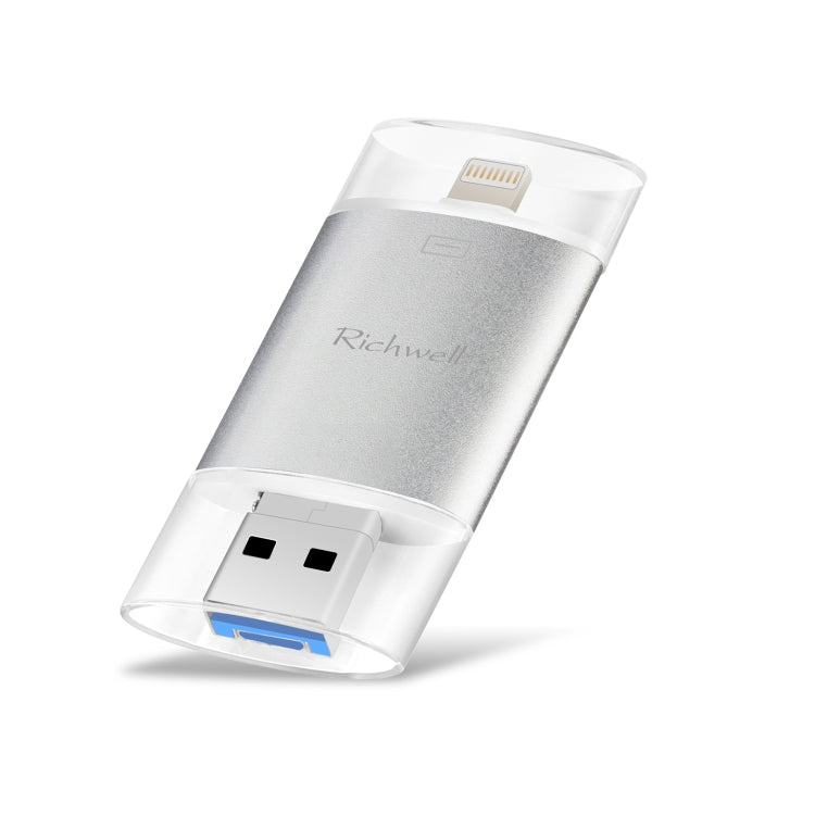 USB Flash Drive – 3 in 1 16G Type-C + 8 Pin + USB 3.0 Metal Double Cover Push-pull Flash... Silver