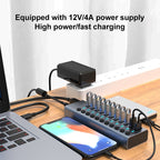 11 in 1 USB 3.0 HUB Splitter with Independent Switch & 12V 4A Power Supply, 11 USB 3.0 – Fast Charging, Aluminum Alloy