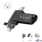 USB Flash Drive – 3 in 1 128G Type-C + Micro USB + USB 3.0 Metal Flash Disk with OTG Function