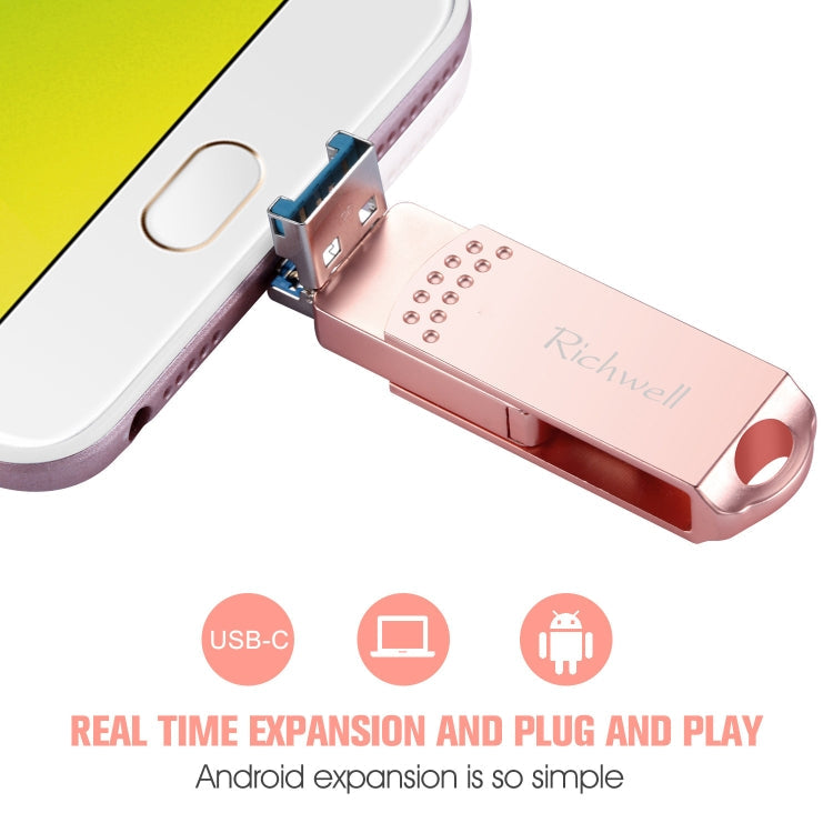 USB Flash Drive – 3 in 1 128G Type-C + Micro USB + USB 3.0 Metal Flash Disk with OTG Function