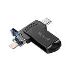 USB Flash Drive – 64G Type-C + 8 Pin + USB 3.0 Metal Flash Disk with OTG Function