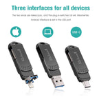 USB Flash Drive – 64G Type-C + 8 Pin + USB 3.0 Metal Flash Disk with OTG Function
