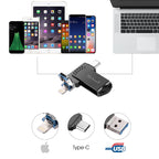 USB Flash Drive – 64G Type-C + 8 Pin + USB 3.0 Metal Flash Disk with OTG Function