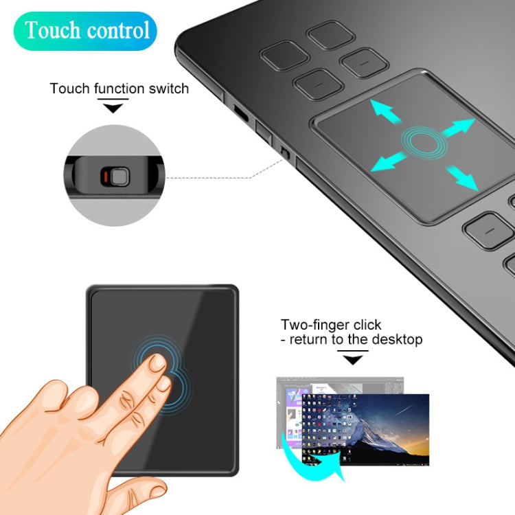 VEIKK A50 10x6 inch 5080 LPI Smart Touch Electronic Graphic Tablet, with Type-c Interface, A50