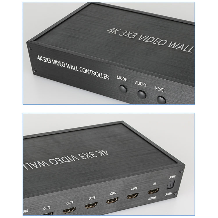 NK-BT88 4K 3X3 HDMI Video Wall Controller Multi-screen Splicing Processor with Remote Controller, EU Plug, EU Plug – TPU, 4K