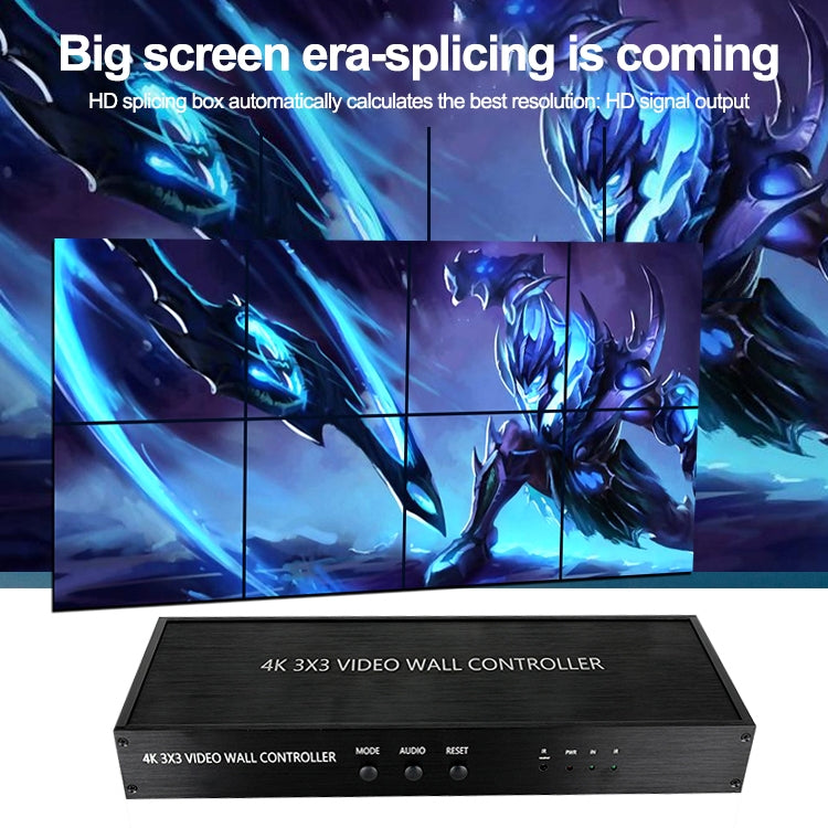 NK-BT88 4K 3X3 HDMI Video Wall Controller Multi-screen Splicing Processor with Remote Controller, EU Plug, EU Plug – TPU, 4K