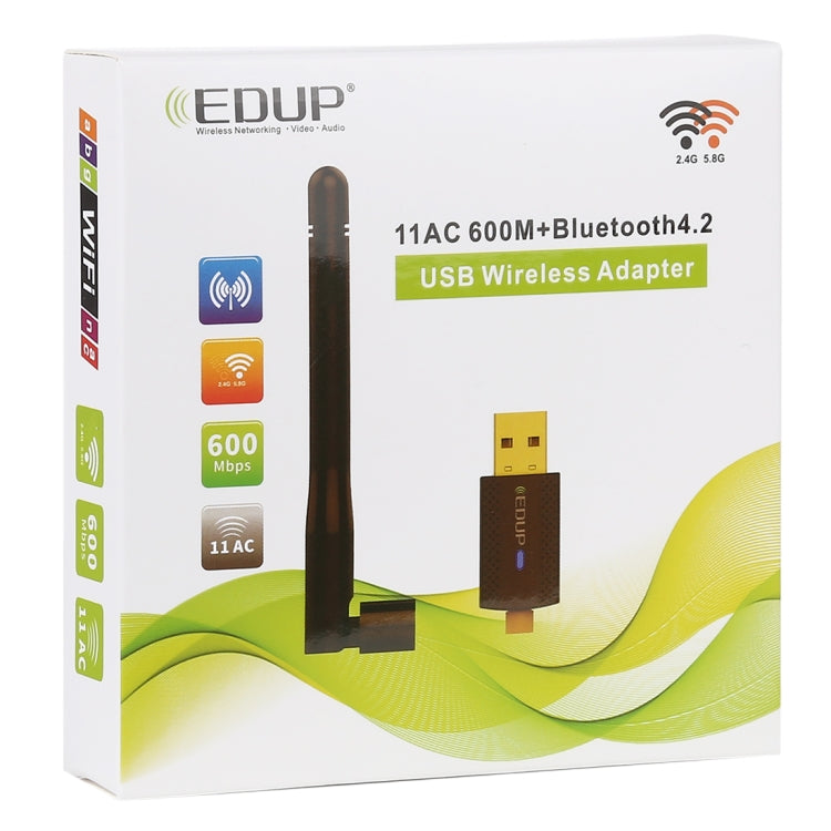 EDUP EP-AC1661 2 in 1 Bluetooth 4.2 + Dual Band 11AC 600Mbps High Speed Wireless USB Adapter WiFi Receiver, EP-AC1661 600Mbps – Bluetooth