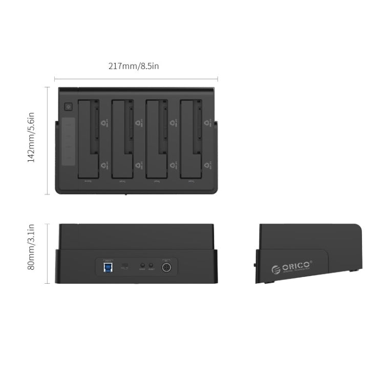 ORICO 6648US3-C-V1 4-bay USB 3.0 Type-B to SATA External Hard Disk Box Storage Case Hard Disk Docking Station / Duplicator for 2.5 inch / 3.5 inch SATA HDD / SSD, 4 Bays – Durable Build, Easy to Use