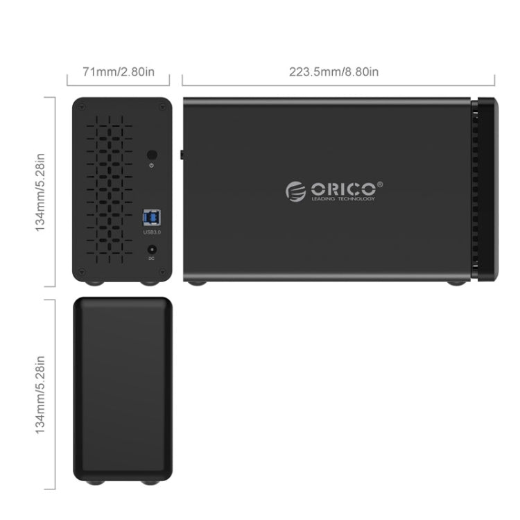 ORICO NS200-RU3 2-bay USB 3.0 Type-B to SATA External Hard Disk Box Storage Case Hard Drive Dock with Raid for 3.5 inch SATA HDD, Support UASP Protocol, USB 3.0 Type-B to SATA with Raid – Magnetic