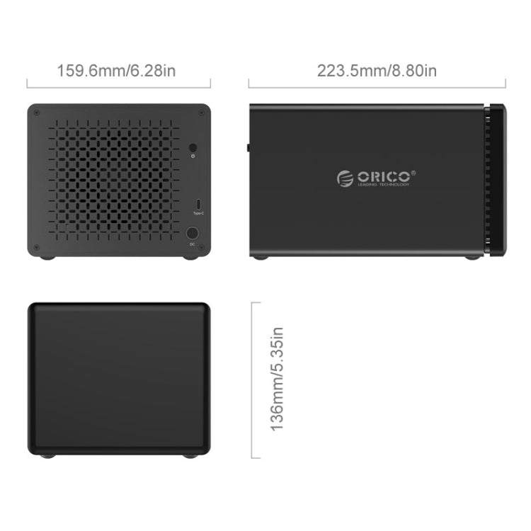 ORICO NS500-RC3 5-bay USB-C / Type-C 3.1 to SATA External Hard Disk Box Storage Case Hard Drive Dock with Raid for 3.5 inch SATA HDD, Support UASP Protocol, USB 3.1 Type-C to SATA with Raid – Magnetic, 4K