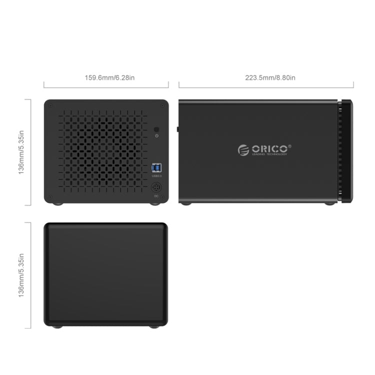 ORICO NS500-RU3 5-bay USB 3.0 Type-B to SATA External Hard Disk Box Storage Case Hard Drive Dock with Raid for 3.5 inch SATA HDD, Support UASP Protocol, USB 3.0 Type-B to SATA with Raid – Magnetic
