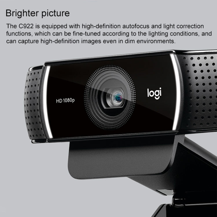 Logitech C922 HD 1080P Auto Focus Webcam with 2 Omnidirectional Microphones – Durable Build, Easy to Use