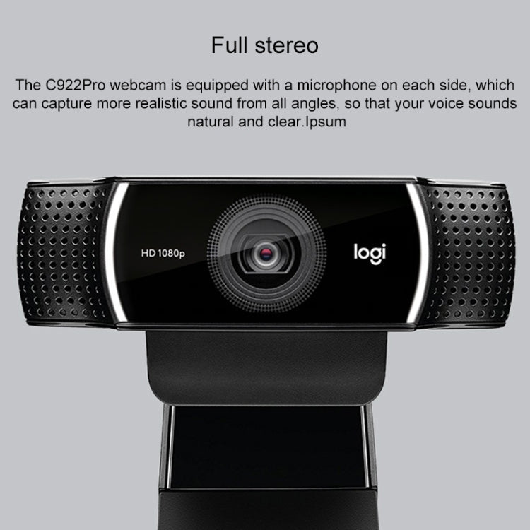 Logitech C922 HD 1080P Auto Focus Webcam with 2 Omnidirectional Microphones – Durable Build, Easy to Use