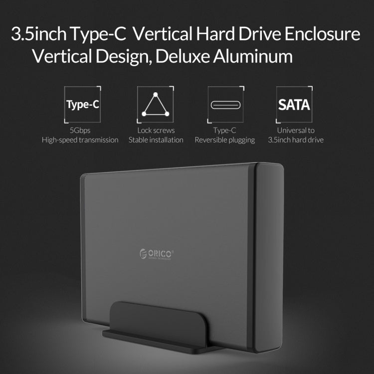 ORICO 7688C3 8TB 3.5 inch USB-C / Type-C Mobile HDD Enclosure with Detachable Base, Cable Length: 1m – Aluminum Alloy, TPU