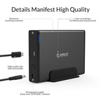ORICO 7688C3 8TB 3.5 inch USB-C / Type-C Mobile HDD Enclosure with Detachable Base, Cable Length: 1m – Aluminum Alloy, TPU