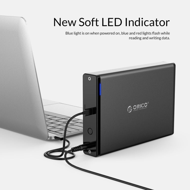 ORICO 7688C3 8TB 3.5 inch USB-C / Type-C Mobile HDD Enclosure with Detachable Base, Cable Length: 1m – Aluminum Alloy, TPU