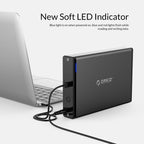 ORICO 7688C3 8TB 3.5 inch USB-C / Type-C Mobile HDD Enclosure with Detachable Base, Cable Length: 1m – Aluminum Alloy, TPU