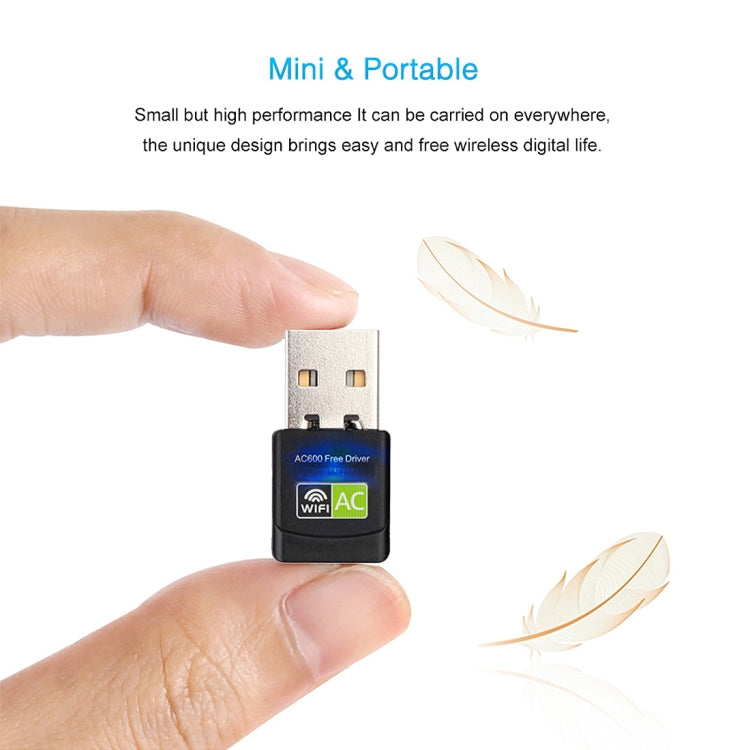 AC600Mbps 2.4GHz & 5GHz Dual Band USB 2.0 WiFi Free Drive Adapter External Network Card, AC600Mbps – Durable Build, Easy to Use
