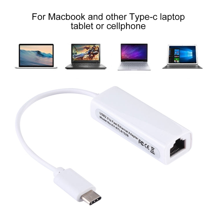 KY-RTL8152B USB-C / Type-C 10 / 100 Mbps Ethernet Adapter Network Card, USB Type-C 100Mbps – Durable Build, Easy to Use