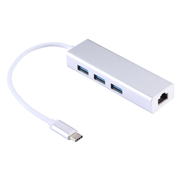 Aluminum Shell 3 USB3.0 Ports HUB + USB-C / Type-C Gigabit Ethernet Adapter, USB Type-C 1000Mbps – Durable Build, Easy to Use