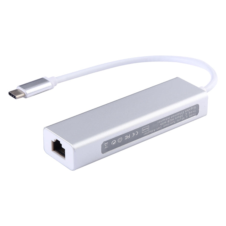 Aluminum Shell 3 USB3.0 Ports HUB + USB-C / Type-C Gigabit Ethernet Adapter, USB Type-C 1000Mbps – Durable Build, Easy to Use