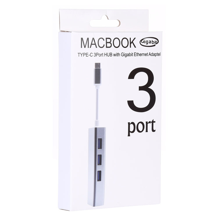 Aluminum Shell 3 USB3.0 Ports HUB + USB-C / Type-C Gigabit Ethernet Adapter, USB Type-C 1000Mbps – Durable Build, Easy to Use